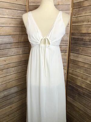 Conjunto de bata y camisón envolvente de nailon blanco talla S Miss Elaine para mujer estilo 2 piezas-5622W Foto 1 de 4