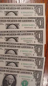 SIX 2003 A One Dollar RICHMOND & DALLAS UNCIRCULATED STAR NOTES $1 BILLS! - Picture 1 of 4