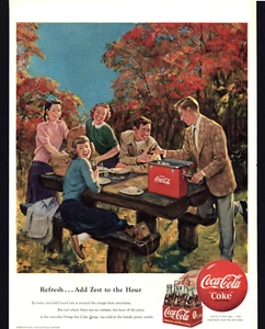 1969 COCA COLA PICNIC THREE WOMEN & TWO MEN VINTAGE MAGAZINE PRINT AD - Picture 1 of 1