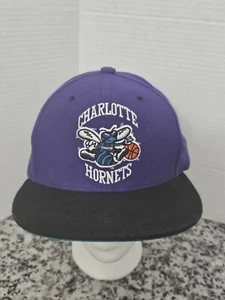 Mitchell & Ness Charlotte Hornets  Adjustable Snapback Hat Cap NBA Purple Black - Picture 1 of 16