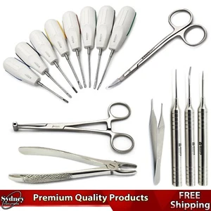 Dental Veterinary Procedures kit Instruments Root Elevators Extraction Forceps - Picture 1 of 7