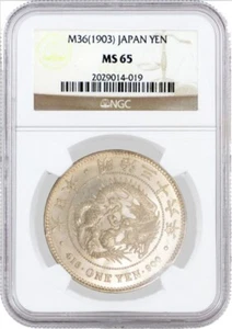 1903 Meiji Year 36 Japan Yen Silver NGC MS65 Gem Uncirculated Coin - Picture 1 of 4