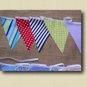 10ft FABRIC BUNTING SPOT STRIPE HEART WEDDING PARTY - Picture 1 of 3