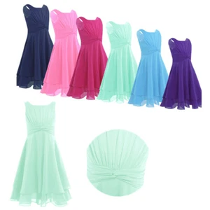 Girls Wedding Dress Princess Pageant Sleeveless Bridesmaid Birthday Party AU - Picture 1 of 77