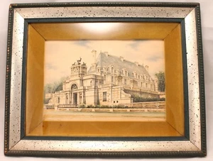 ANTIQUE CHATEAU D' ANET FINE WATERCOLOR 16TH CENTURY FRENCH CASTLE ARTIST SIGNED - Picture 1 of 12