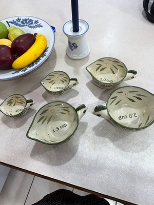 Temptations Old World green  Nesting Chickens Measuring Stacking Cups Set of 5 - Image 1 of 4