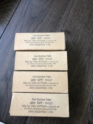 CBS-HYTRON Electron Tube X4 Vintage 6X5GT NOS Jan 1954 Foto 1 de 4