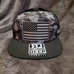 RUNS DEEP Tactical USA American Flag Premium Tactical Black Camo Snapback Hat - Picture 1 of 10