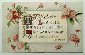 Cartolina d'epoca litografia religiosa floreale in rilievo 1907-1915 - Foto 1 di 2