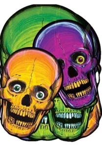 Beistle Vintage Halloween Nite-Glo Skull Cutouts - Party Supply Decoration - Picture 1 of 6