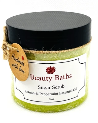 Esfoliante corporal esfoliante açúcar hortelã-pimenta limão presente para seu esfoliante feito à mão - Imagem 1 de 4