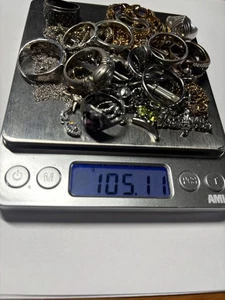 Mixed Lot of Vintage Sterling Silver Jewelry 105.11 Grams Scrap or Not - Picture 1 of 24