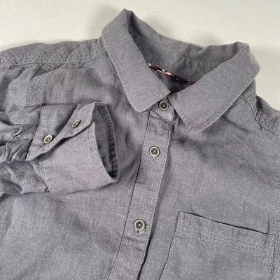 Prana Aster Tunic Shirt Hemp Roll-Up Sleeve Gray Button Down Pocket Womens M - Image 1 of 4