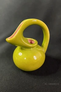 Keramik zweifarbiger Krug - Grün & Rosa Glasur Kanne - Honig Sirup Ausgießer - Bild 1 von 9