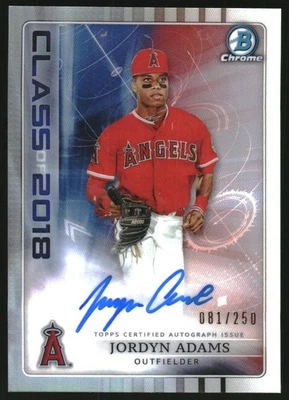 2018 Bowman Chrome Draft Class of '18 Autographs #C18AJA Jordyn Adams /250 - Image 1 of 2