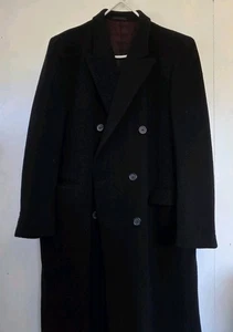 Vintage Mens Overcoat 50L Cashmere Wool Double Breasted Long Marco Torelli Coat - Picture 1 of 9