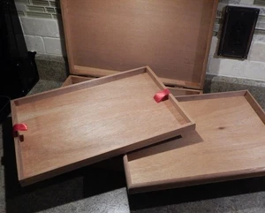 Vintage ZIGARRENKISTE mit 2 Tabletts, UNIKAT orig.CA Redwood San Gabriel Fiesta Design - Bild 1 von 10