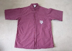 Red Wine Oak Mens Sz M Embroidered Texas A&M Short Sleeve Button Up Shirt - Picture 1 of 9