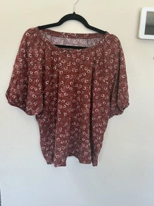Any Body women's brown floral top size XL (roomy) excellent condition - Picture 1 of 3
