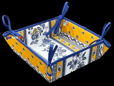 Cesta de pan provenzal francesa flores azul y amarillo - Hecha en Francia Foto 1 de 3