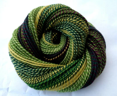 Fio auto listrado merino fiado à mão Lemon Grove penteado verde aran amarelo 184 jardas - Imagem 1 de 4