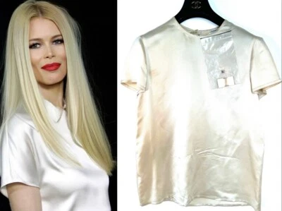 Blusa Camisa Chanel Vintage 1994 Marfil Top 36 38 40 4 6 8 Logo Botón De Colección S M L Foto 1 de 4