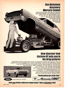 1966 MERCURY CYCLONE GT 390 / DON NICHOLSON 427 FUNNY CAR ~ ORIGINAL PRINT AD - Picture 1 of 1