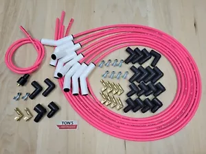 Universal Ceramic Spark Plug Wire Kit Set High Temperature Silicone Hot Pink v8 - Picture 1 of 3