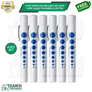6 Pcs White LED Pen Light Set With Pupil Gauge for Nurse Doctor & Paramedics - Picture 1 of 8