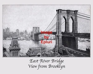 East River Bridge - Brooklyn Bridge - 8x10" Reprint Foto - Bild 1 von 1