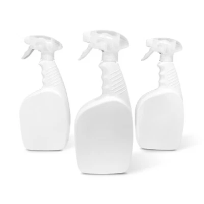 Paquete de 3 botellas de spray de plástico de 32 oz limpiador blanqueador resistente a productos químicos HDPE blanco  Foto 1 de 4