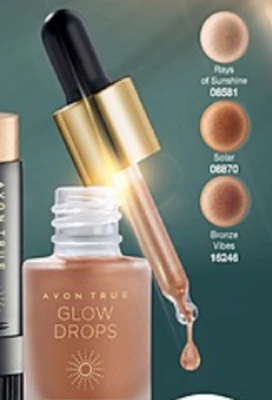 Avon  True BRONZE und GLOW Flüssiger Highlighter für Gesicht Farbe Bronze vibes - Bild 1 von 2