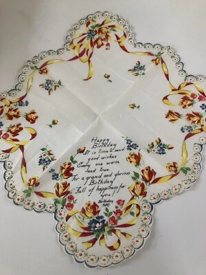 Hankie Vintage - UN PAÑUELO DE FELIZ CUMPLEAÑOS PARA UN REGALO 13" Foto 1 de 4