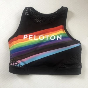 WITH Wear It To Heart Peloton Black Rainbow Active Sports Bra size Small Workout - Picture 1 of 3