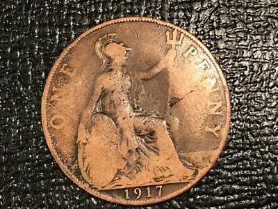 DETALHES MUITO BONS 1917 GRANDE GRÃ-BRETANHA INGLESA MOEDA GRANDE-LIMPA/EDIÇÕES-FEB - Imagem 1 de 2