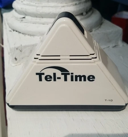 Tel-Time Talking Alarm Clock T-10 White Triangle Shaped- Vintage 1980's Working Cover