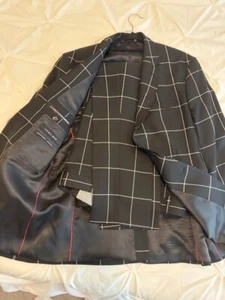 New ZARA Mens Black - White Check SLIM FIT Suit Jacket SIZE 40R 34 x 31 Pant - Picture 1 of 6