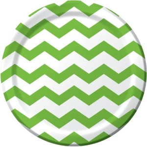 Chevron & Dots Fresh Lime 9 Inch Paper Plates 8 Per Pack Tableware Decorations - Picture 1 of 1