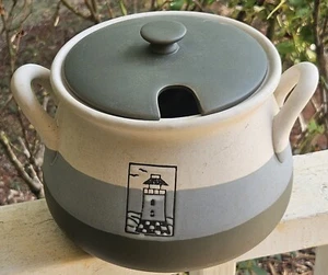 Stoneware Nautical Lighthouse Soup Tureen With Creamer & Sugar Containers - Picture 1 of 7