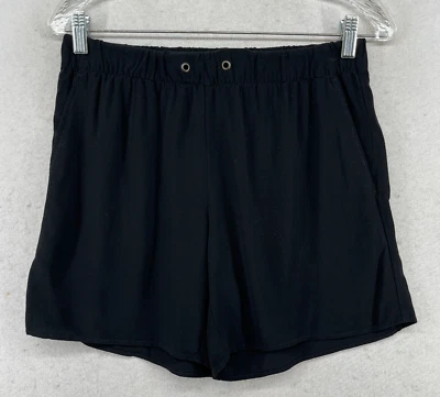 Pantalones Cortos EILEEN FISHER XS Tencel Viscosa Crepé Cintura Elástica Bolsillos Caminar Negros Foto 1 de 4