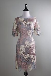 TAHARI Arthur S. Levine ASL $158 Guipure Lace Lined Sheath Dress Size 10 Petite