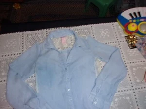 GIRLS LACY, SILKY, FANCY TIE BOTTOM  GIRLS SHIRT SIZE 10....5.99 - Picture 1 of 5