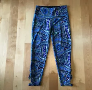 ABS Allen Schwartz Blue Paisley Yoga Workout Leggings - Women's Small - Picture 1 of 6