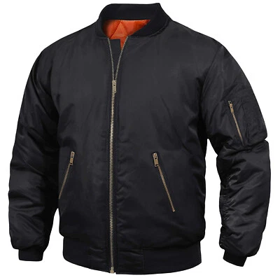Chaqueta de bombardero premium para hombre cremallera completa acolchada forrada chaqueta de piloto trabajo informal Foto 1 de 4