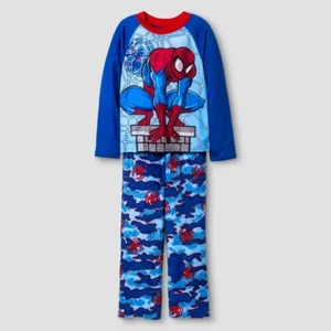 Marvel Spider-Man Boys Shirt & Pants Pajamas PJ Set w/ Sleep Sack, Size Medium - Picture 1 of 2