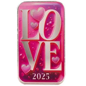 LOVE 2025 - 1 oz. Barra de color plata fina 999 boda día de San Valentín corazón bar bu - Imagen 1 de 3