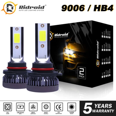 RIDROID 6000K 9006 HB4 Mini Ultra-light Low Beam LED Headlight Fog Bulbs 1600W 260000LM
