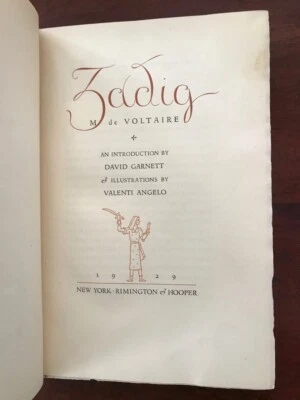 RARE 1929 Zadig by M De Voltaire, 1 of 999 copies printed, Philosophical Fiction - Image 1 of 2