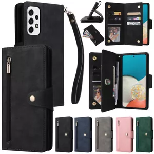 Zipper Leather Wallet Case Flip Cover For Samsung Galaxy A13 A23 A53 A73 4G 5G - Picture 1 of 80
