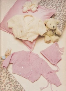 Cardigans short long sleeves baby toddler knitting pattern copy 3 ply 35-50 cm - Picture 1 of 2